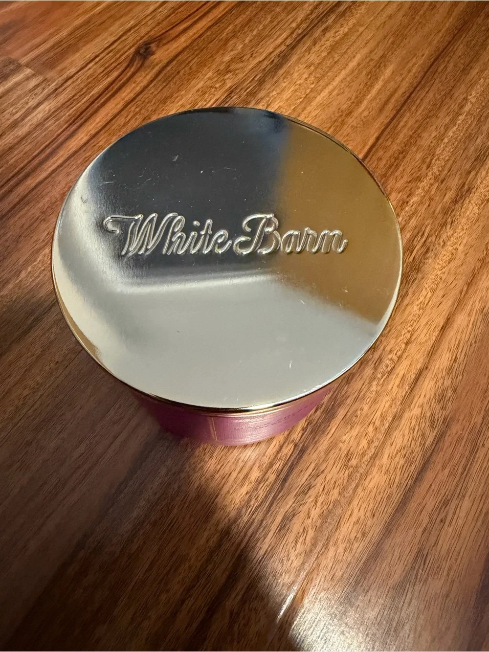 White Barn Black Cherry Merlot Scented Candle - Hot Pink with Gold Lid
